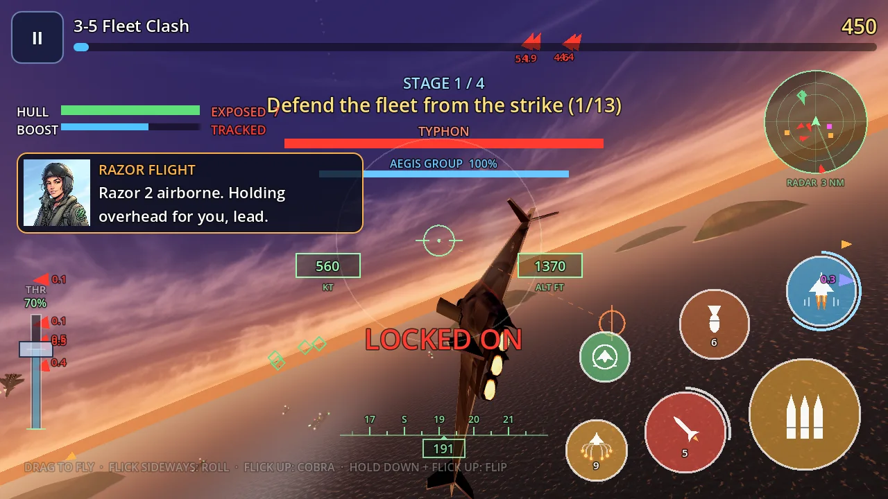 Climbing out over the open ocean in Fleet Clash, locked on as Orlov’s strike comes in on the fleet