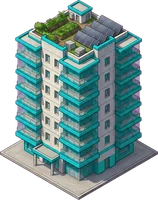 A condo tower painted in #19c3c8