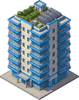 A condo tower painted in #3fa7ff