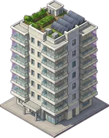 A condo tower painted in #e8e4d8